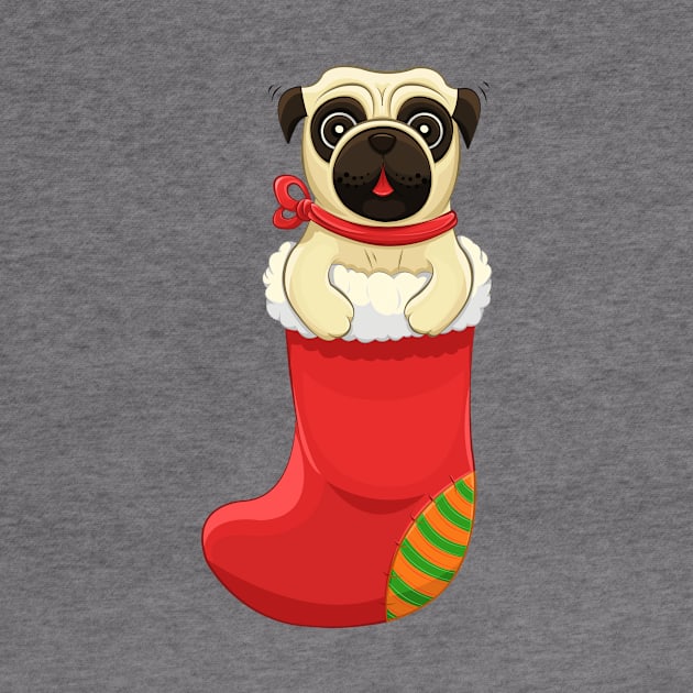 cartoon Christmas Pug by Art by Angele G